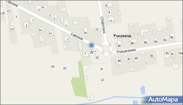 Poczesna, Łąkowa, 1E, mapa Poczesna