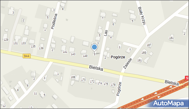 Pogórze, Las, 1, mapa Pogórze