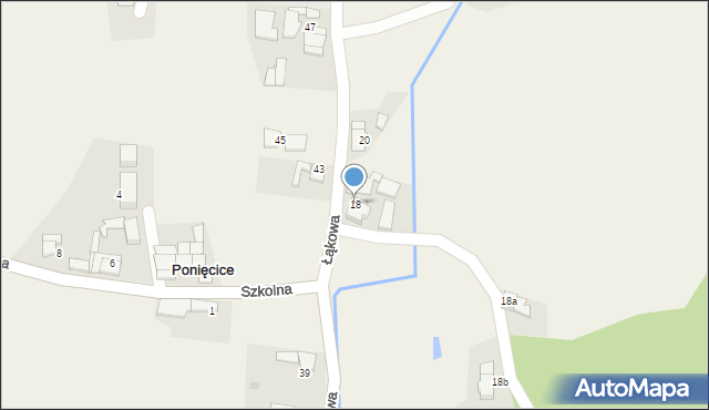 Ponięcice, Łąkowa, 18, mapa Ponięcice