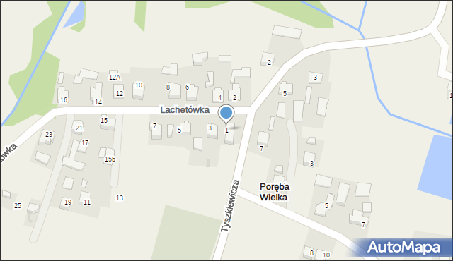 Poręba Wielka, Lachetówka, 1, mapa Poręba Wielka