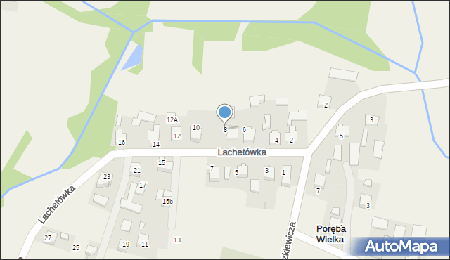 Poręba Wielka, Lachetówka, 8, mapa Poręba Wielka