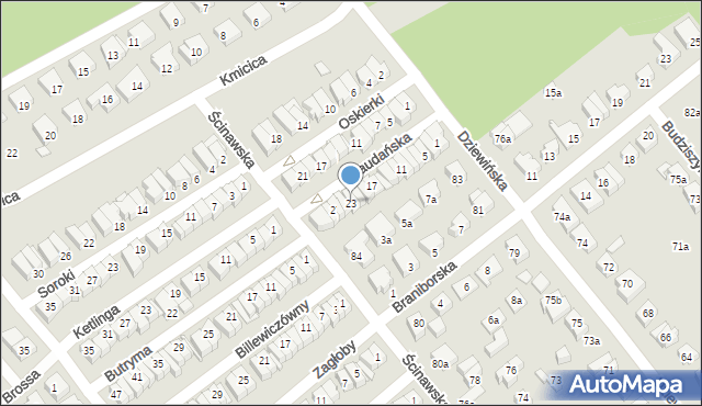 Poznań, Laudańska, 23, mapa Poznania