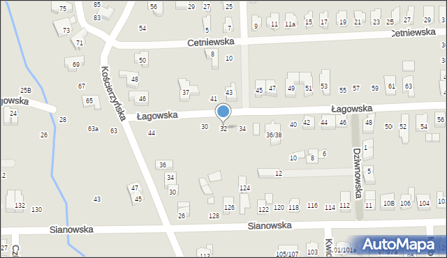 Poznań, Łagowska, 32, mapa Poznania