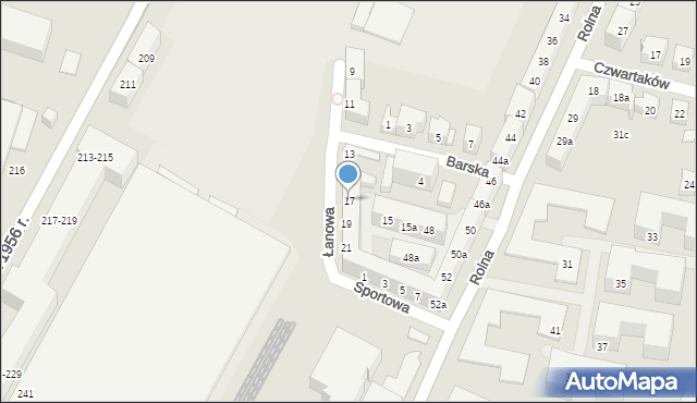 Poznań, Łanowa, 17, mapa Poznania