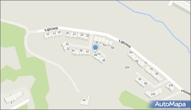 Radom, Łąkowa, 44, mapa Radomia