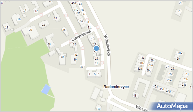 Radomierzyce, Lawendowa, 17, mapa Radomierzyce