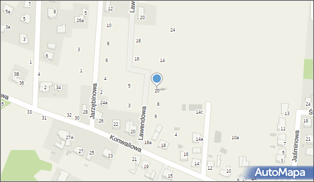 Rożno-Parcele, Lawendowa, 10, mapa Rożno-Parcele