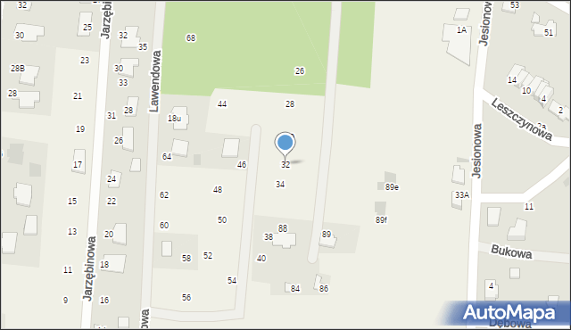 Rożno-Parcele, Lawendowa, 32, mapa Rożno-Parcele