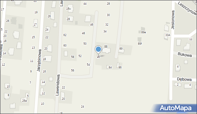 Rożno-Parcele, Lawendowa, 40, mapa Rożno-Parcele