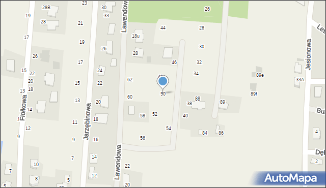 Rożno-Parcele, Lawendowa, 50, mapa Rożno-Parcele