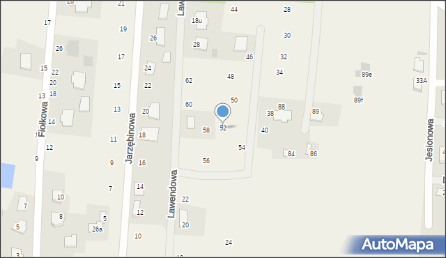 Rożno-Parcele, Lawendowa, 52, mapa Rożno-Parcele