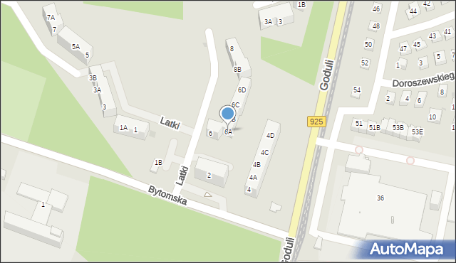 Ruda Śląska, Latki Konstantego, 6A, mapa Rudy Śląskiej