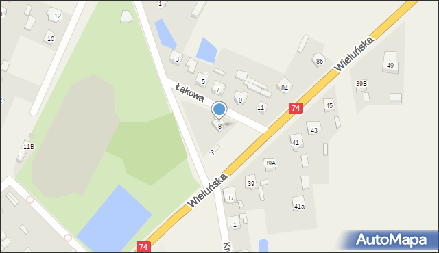 Rusiec, Łąkowa, 8, mapa Rusiec