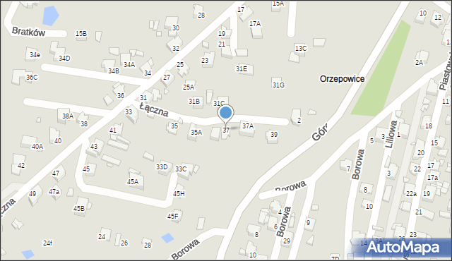 Rybnik, Łączna, 37, mapa Rybnika