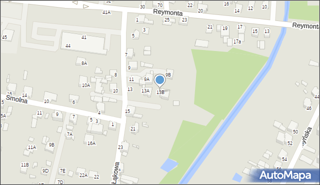 Rybnik, Łąkowa, 13B, mapa Rybnika