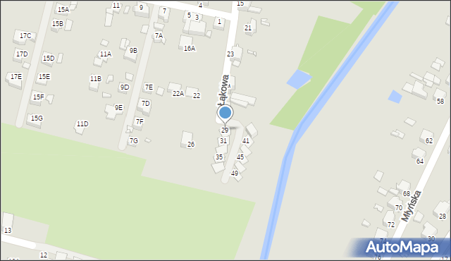 Rybnik, Łąkowa, 29, mapa Rybnika