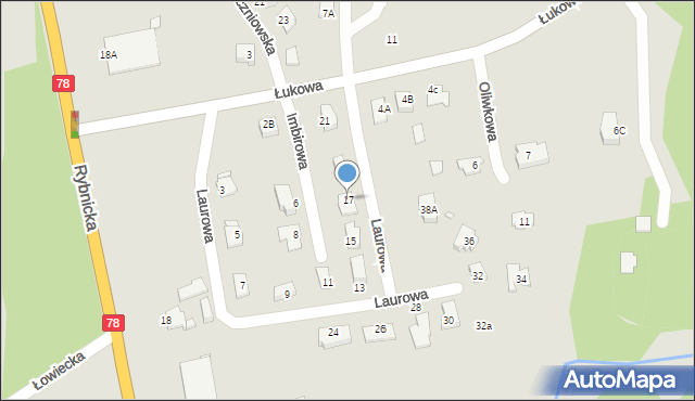 Rybnik, Laurowa, 17, mapa Rybnika