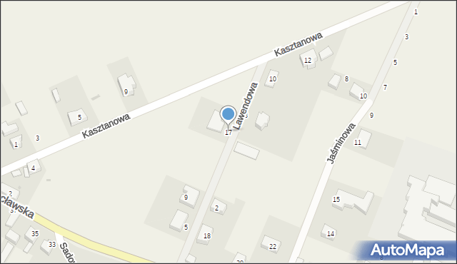 Sadków, Lawendowa, 17, mapa Sadków