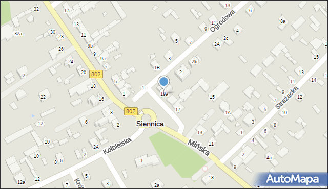 Siennica, Latowicka, 19a, mapa Siennica