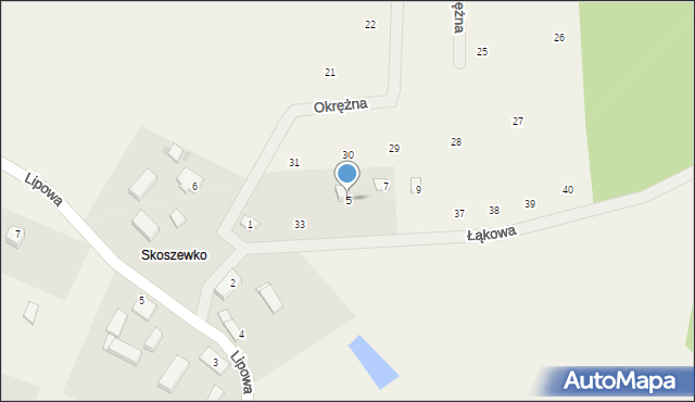 Skoszewo, Łąkowa, 5, mapa Skoszewo