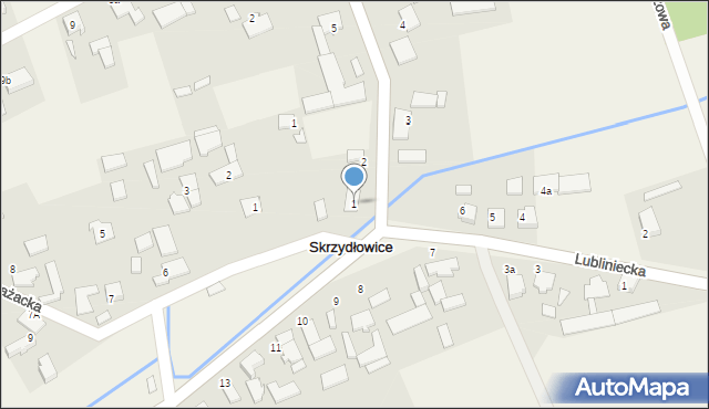 Skrzydłowice, Łączna, 1, mapa Skrzydłowice