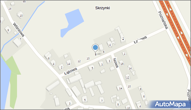 Skrzynki, Łąkowa, 8, mapa Skrzynki