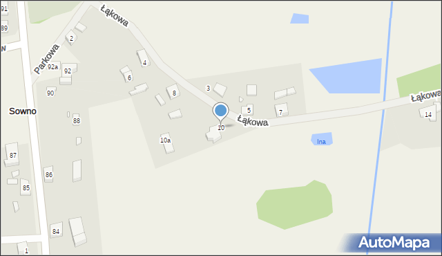 Sowno, Łąkowa, 10, mapa Sowno