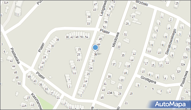 Starachowice, Langiewicza Mariana, gen., 36, mapa Starachowic