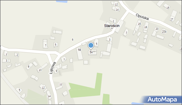 Starościn, Łąkowa, 5A, mapa Starościn