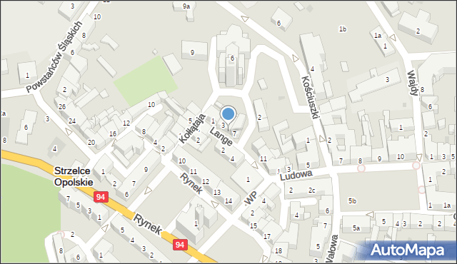 Strzelce Opolskie, Lange Karola, ks., 5, mapa Strzelce Opolskie