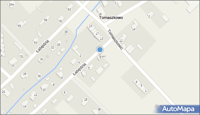 Tomaszkowo, Łabędzia, 3, mapa Tomaszkowo