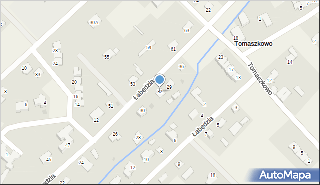 Tomaszkowo, Łabędzia, 32, mapa Tomaszkowo