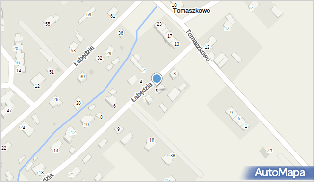 Tomaszkowo, Łabędzia, 5, mapa Tomaszkowo