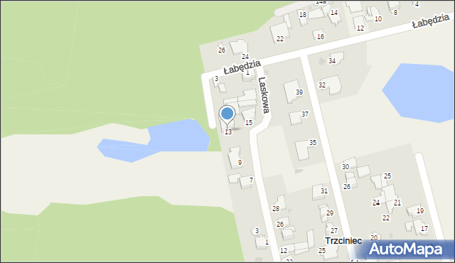 Trzciniec, Laskowa, 13, mapa Trzciniec