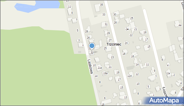 Trzciniec, Laskowa, 22, mapa Trzciniec