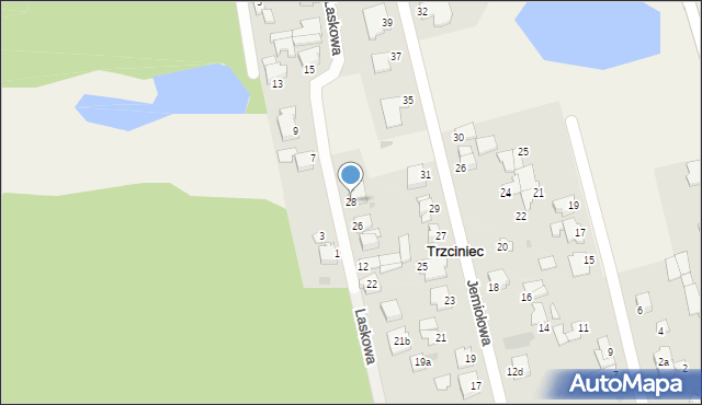 Trzciniec, Laskowa, 28, mapa Trzciniec