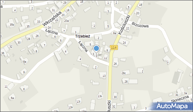 Trzebież, Łączna, 1, mapa Trzebież