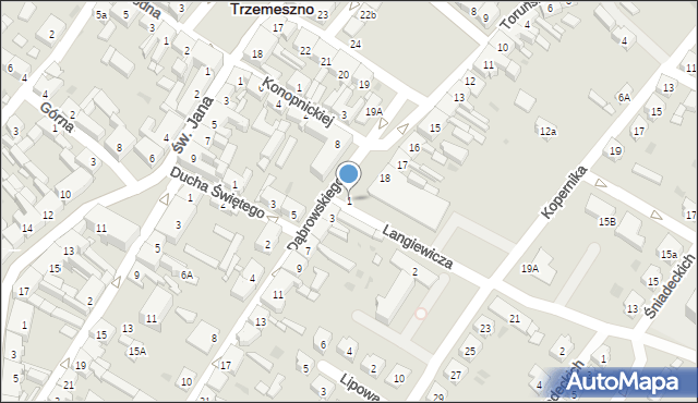 Trzemeszno, Langiewicza Mariana, gen., 1, mapa Trzemeszno