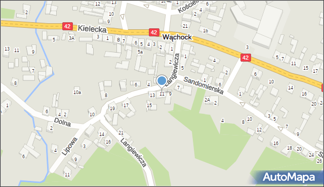 Wąchock, Langiewicza Mariana, gen., 11, mapa Wąchock