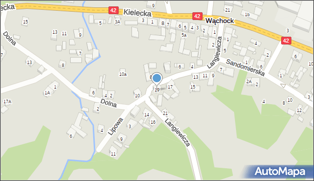 Wąchock, Langiewicza Mariana, gen., 19, mapa Wąchock