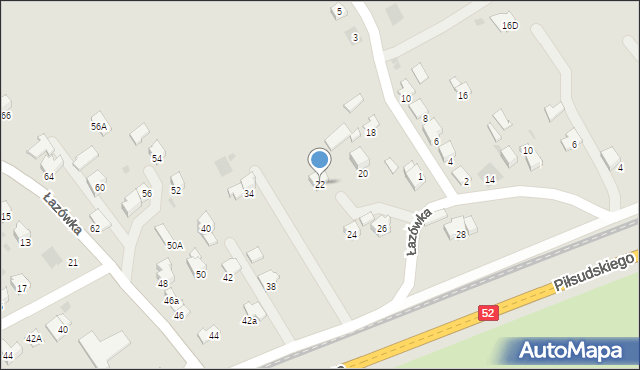 Wadowice, Łazówka, 22, mapa Wadowice