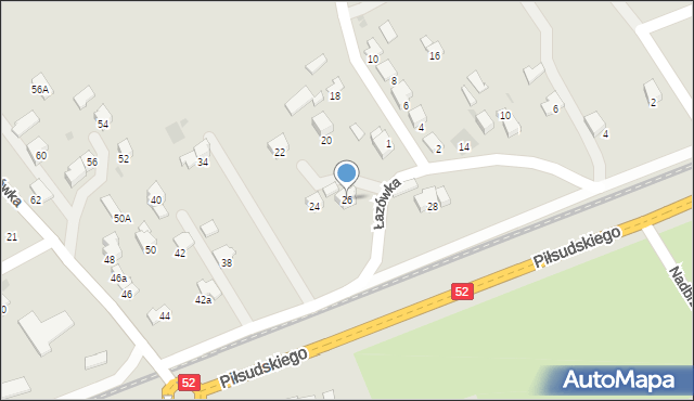 Wadowice, Łazówka, 26, mapa Wadowice