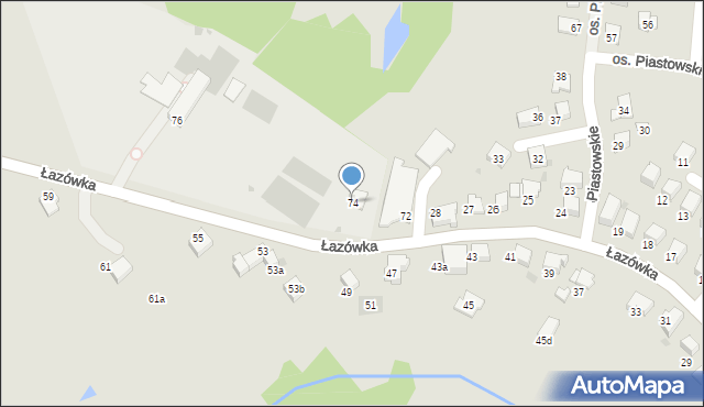 Wadowice, Łazówka, 74, mapa Wadowice