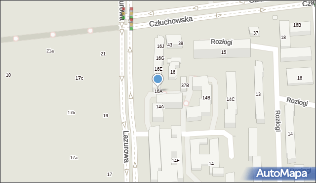 Warszawa, Lazurowa, 16A, mapa Warszawy