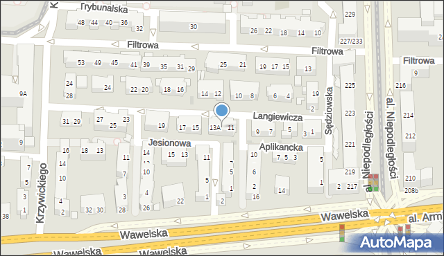 Warszawa, Langiewicza Mariana, gen., 13, mapa Warszawy