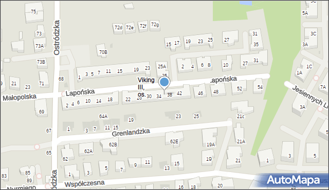 Warszawa, Lapońska, 36, mapa Warszawy