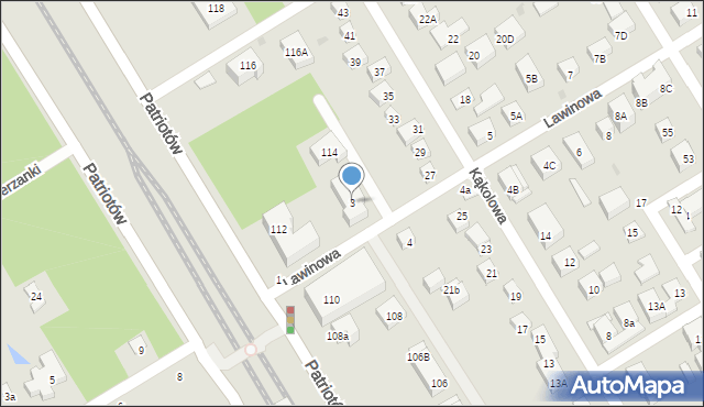 Warszawa, Lawinowa, 3, mapa Warszawy