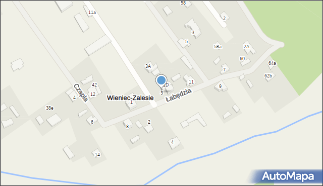 Wieniec-Zalesie, Łabędzia, 3, mapa Wieniec-Zalesie