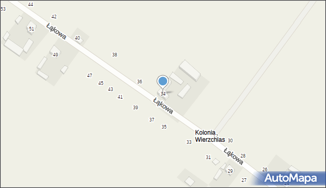 Wierzchlas, Łąkowa, 34, mapa Wierzchlas