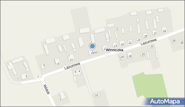 Winniczka, Lazurowa, 13, mapa Winniczka